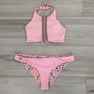 Maaji Pink reversible Halter bikini